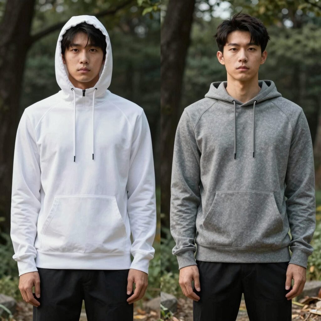 피어오브갓 에센셜 후드반팔과 스투시 후드반팔 비교 사진