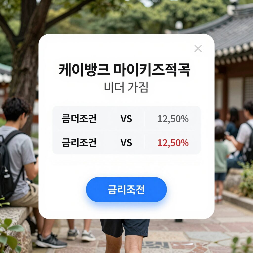 케이뱅크 마이키즈적금 비대면 가입 화면과 금리 조건 요약 이미지
