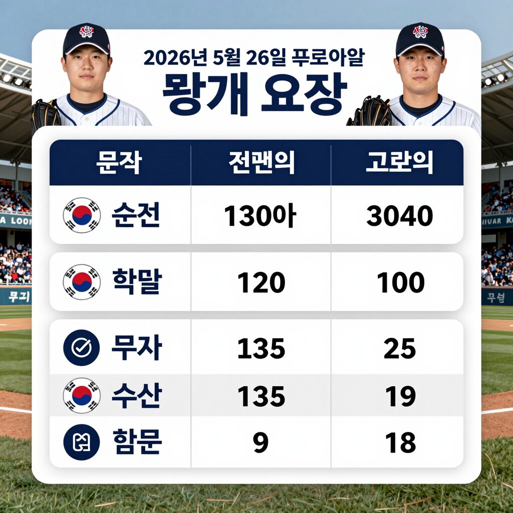 2026년 5월 26일 프로야구 경기 결과 요약 그래픽