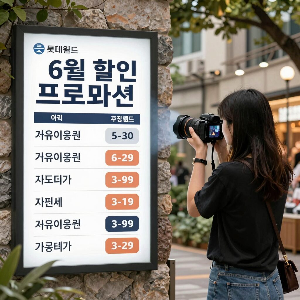 롯데월드 6월 할인 프로모션 표와 자유이용권 가격 비교