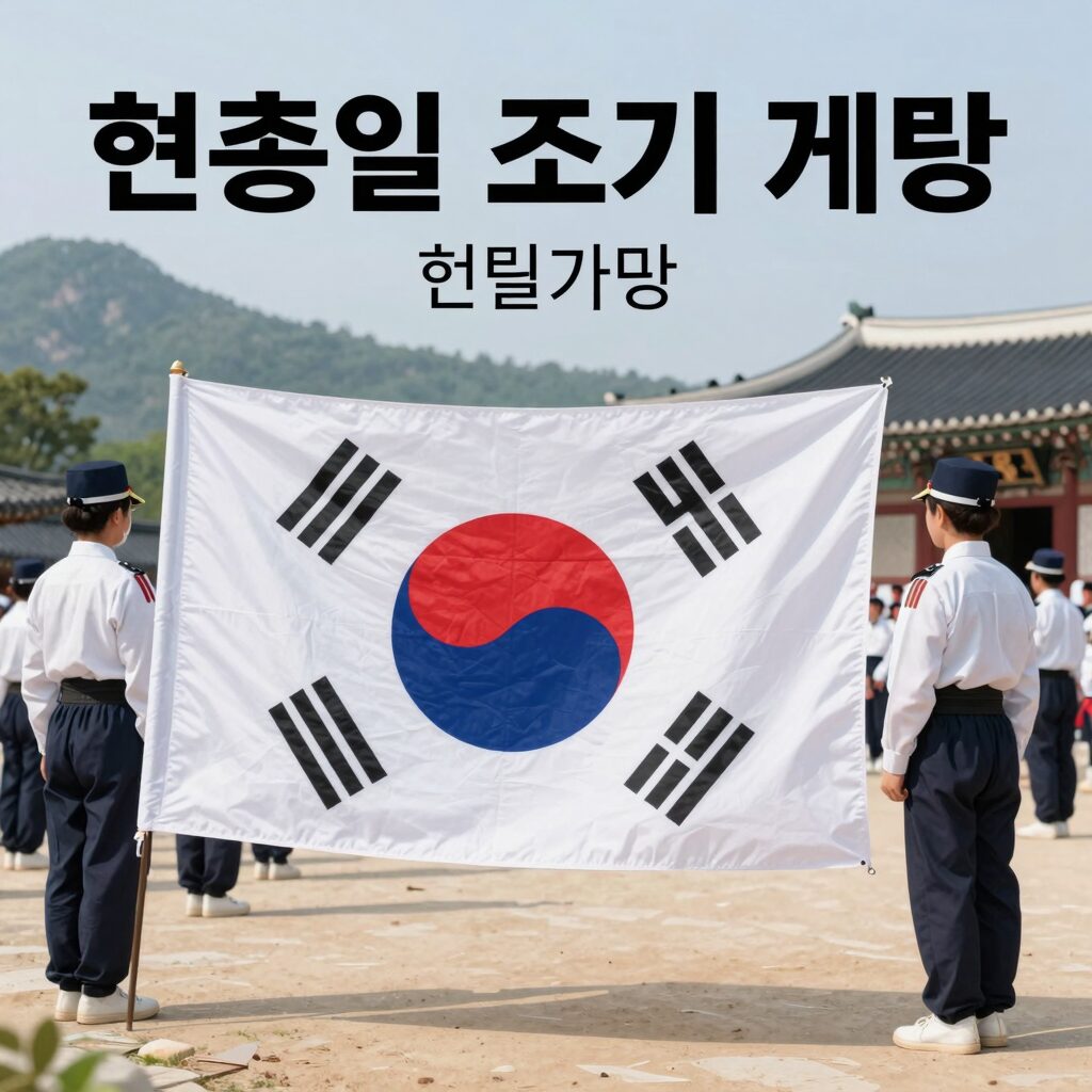 현충일 태극기 조기 게양 방법 설명 그림