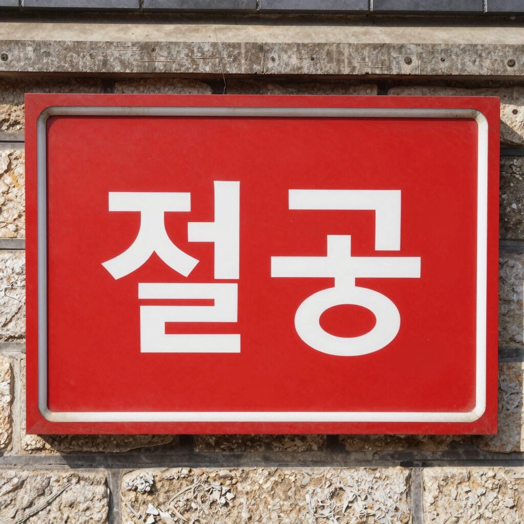 과거 길거리에서 흔히 볼 수 있었던 멸공 표지판 사진. 붉은색 배경에 흰 글씨로 멸공이라고 적혀 있다.