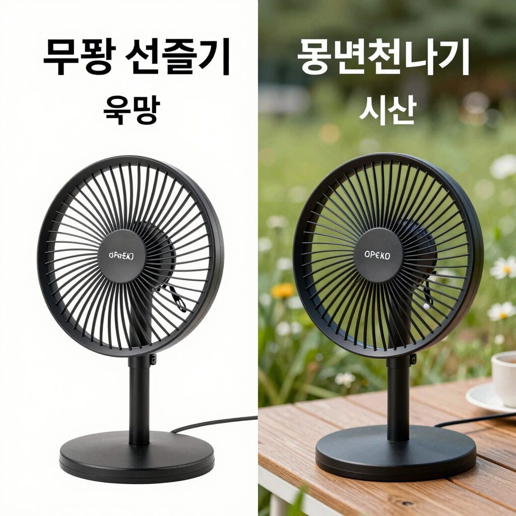 무풍 선풍기와 일반 선풍기 비교 이미지