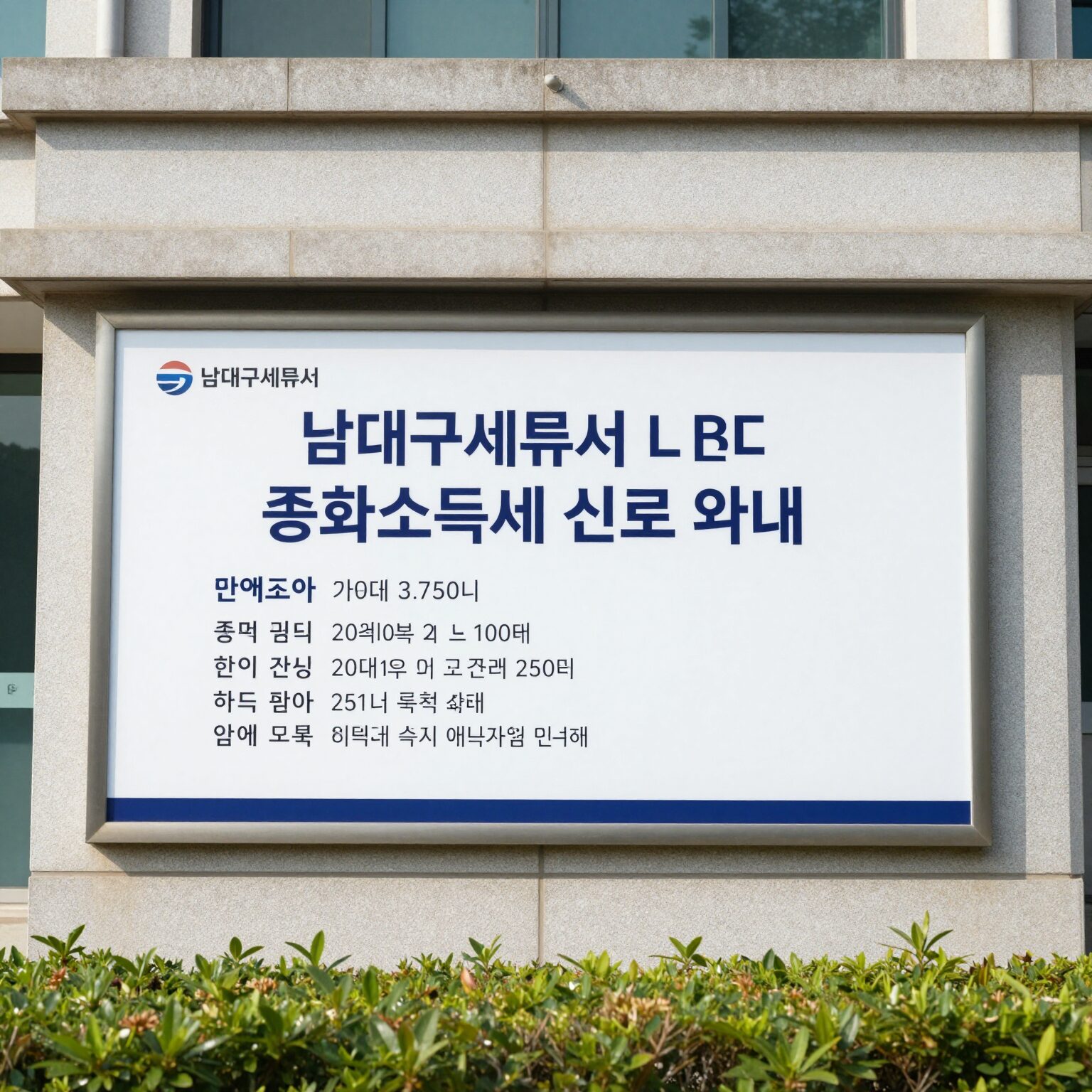 남대구세무서 건물 외관과 종합소득세 신고 안내 표지판 사진