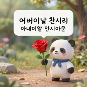 챗GPT로 만든 어버이날 인사말 이미지 예시 - 미니미 캐릭터와 카네이션, 손글씨 문구 포함