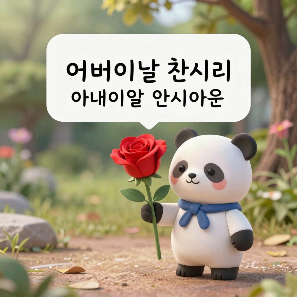 챗GPT로 만든 어버이날 인사말 이미지 예시 - 미니미 캐릭터와 카네이션, 손글씨 문구 포함
