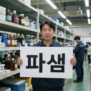 삼성전자 반도체 공장 내부 생산라인과 파업 경고 메시지