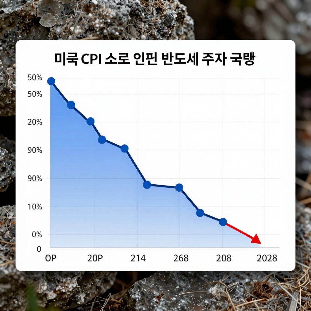 미국 CPI 쇼크로 인한 반도체 주가 급락 차트. 나스닥 필라델피아반도체 지수 하락 모습