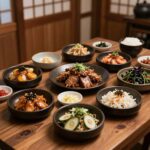 수빈 한정식 정식 1번 세트가 차려진 테이블 전체 사진
