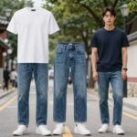 여름 남성 청바지 스타일링, 얇은 데님과 화이트 티셔츠 코디