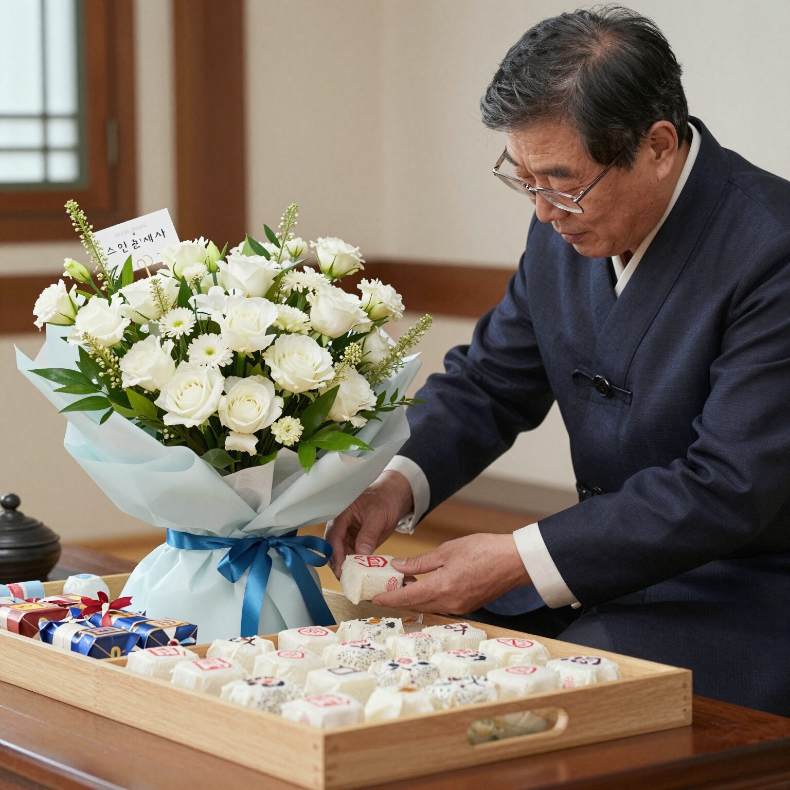 스승의날 교수님 선물로 준비한 백년화편 떡세트와 정성스러운 포장