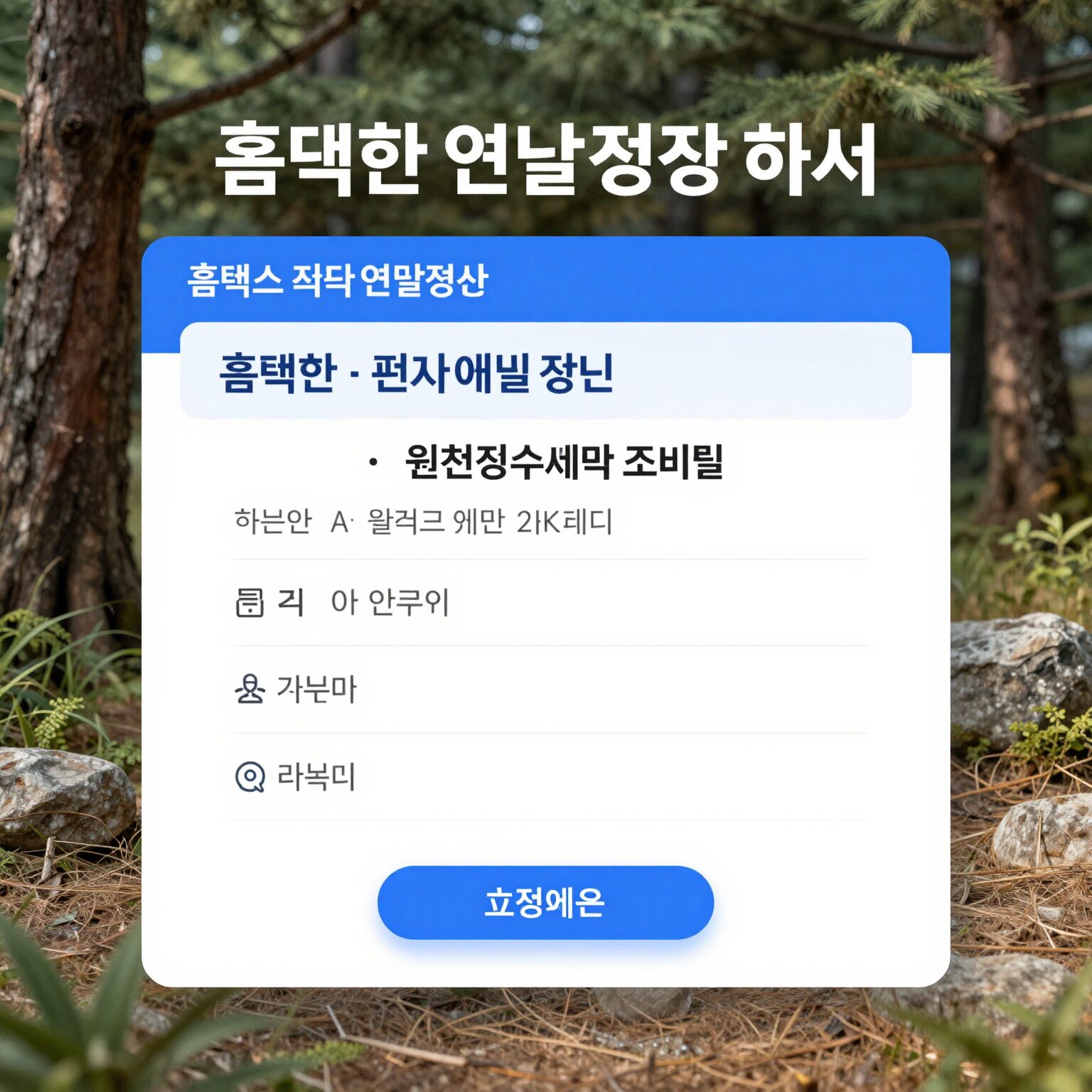 홈택스 편리한연말정산 화면에서 원천징수세액 조정 비율을 선택하는 예시