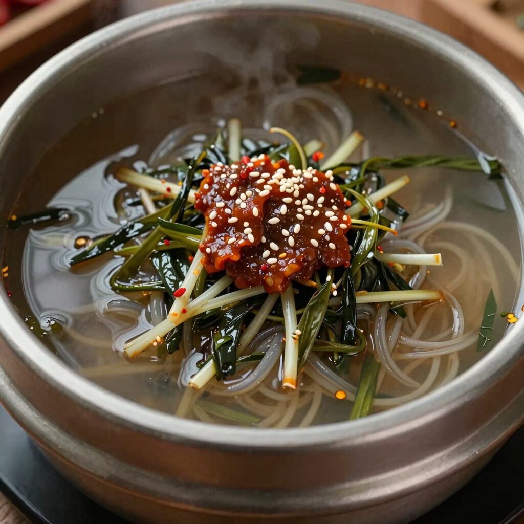 열무비빔국수 완성 사진 새콤달콤한 양념이 잘 섞인 모습