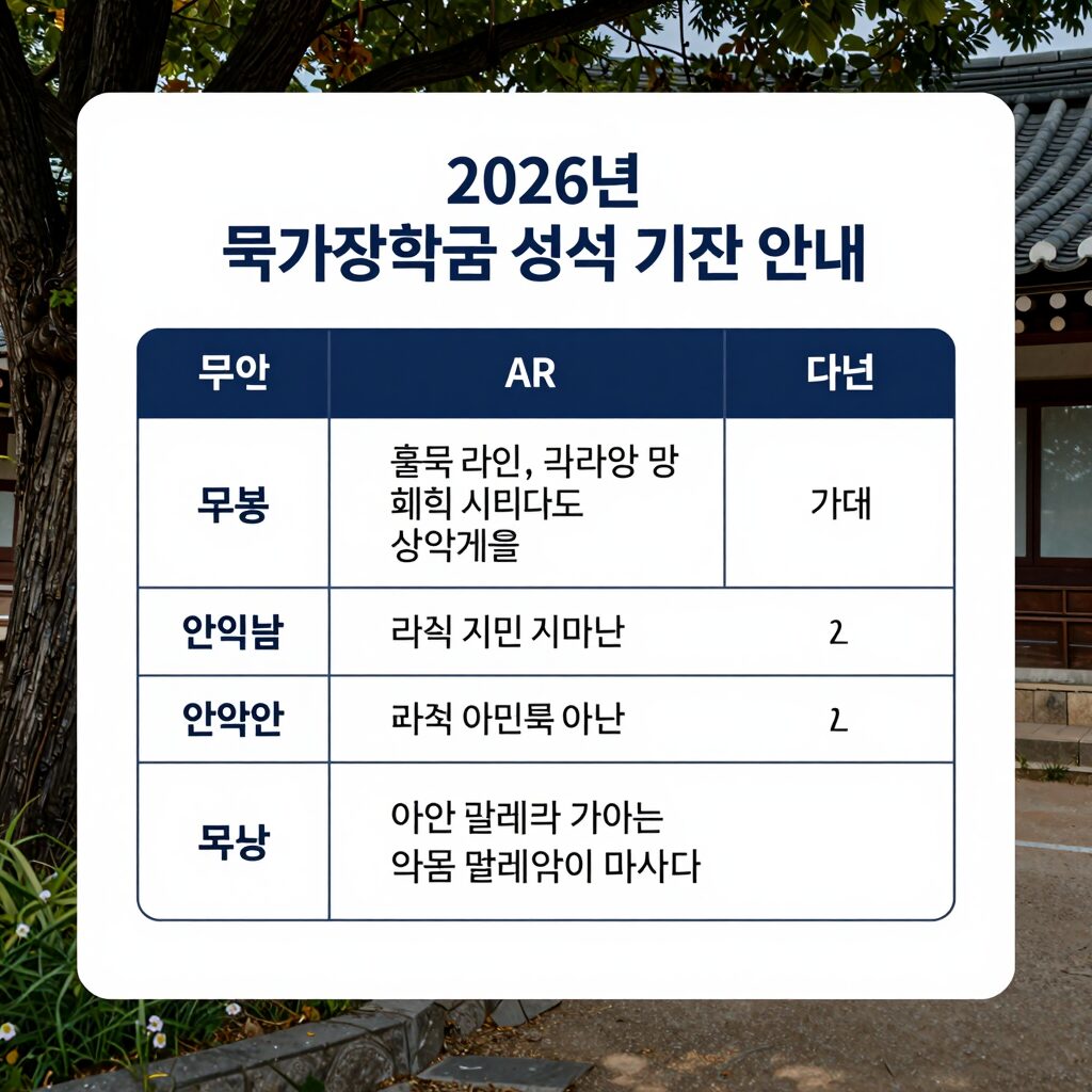2026년 국가장학금 성적 기준 안내 표