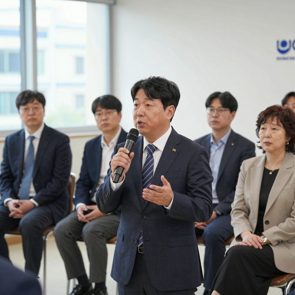 안상훈 의원이 장기요양 종사자들과 소통 간담회에서 발언하는 모습