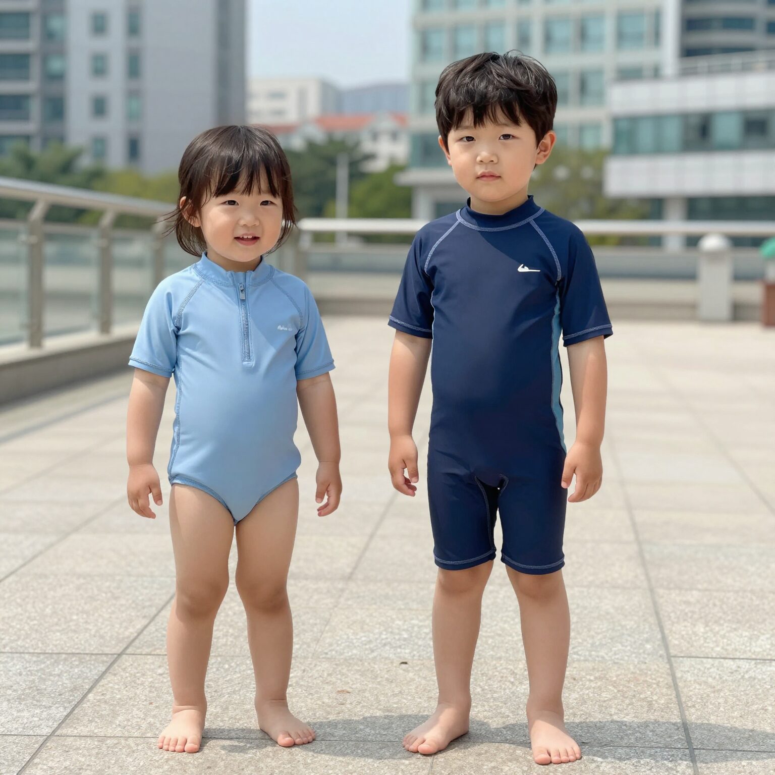 UV차단 기능이 있는 유아 래시가드 수영복
