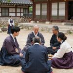 법륜로드 스님과 손님 출연진 6명이 인도에서 함께한 모습