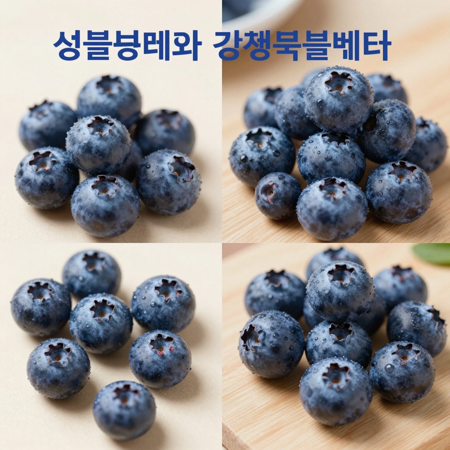블루베리 1키로 비교 - 생블루베리와 냉동블루베리 크기와 상태 비교