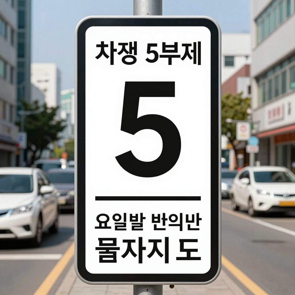 차량 5부제 요일별 번호판 끝자리 표