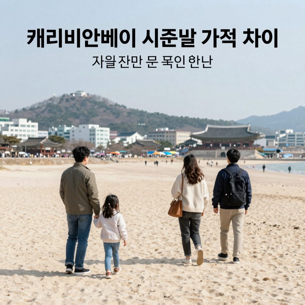 캐리비안베이 시즌별 가격 차이를 표로 정리한 이미지