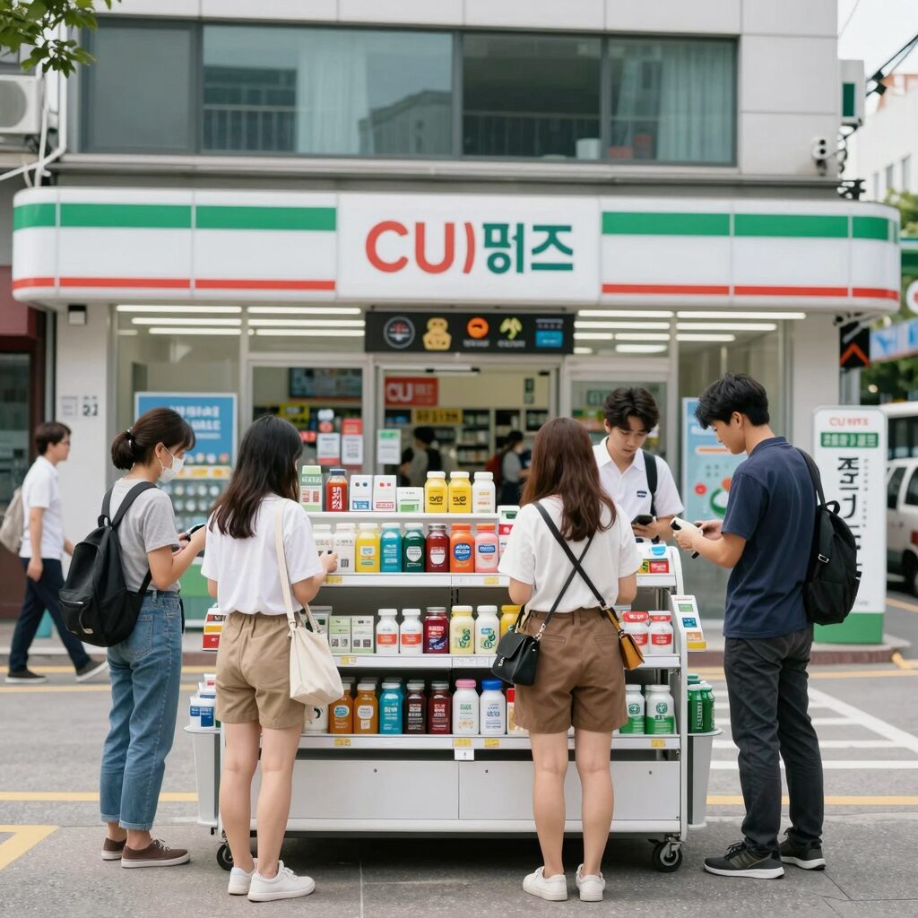 CU 편의점 7월 행사 제품 진열 모습