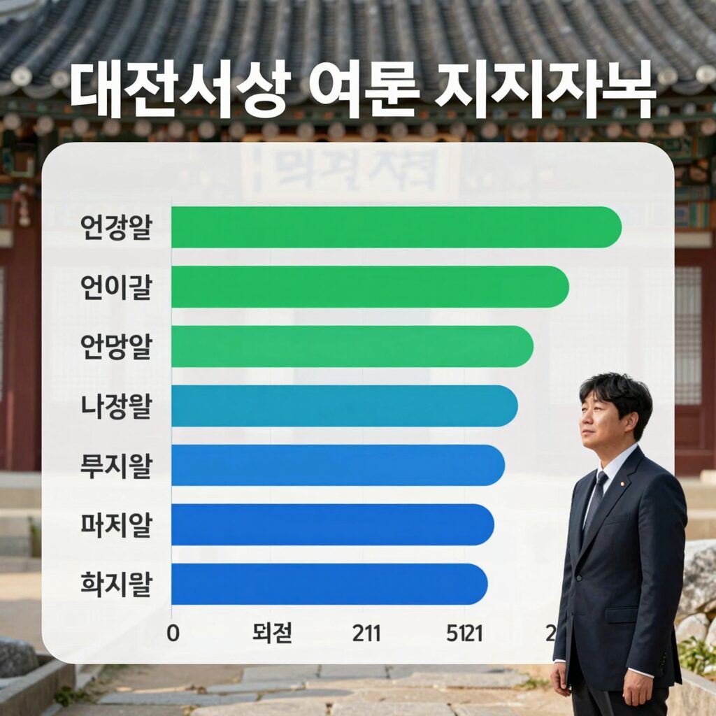 대전시장 여론조사 연령별 성별 지지율 그래프