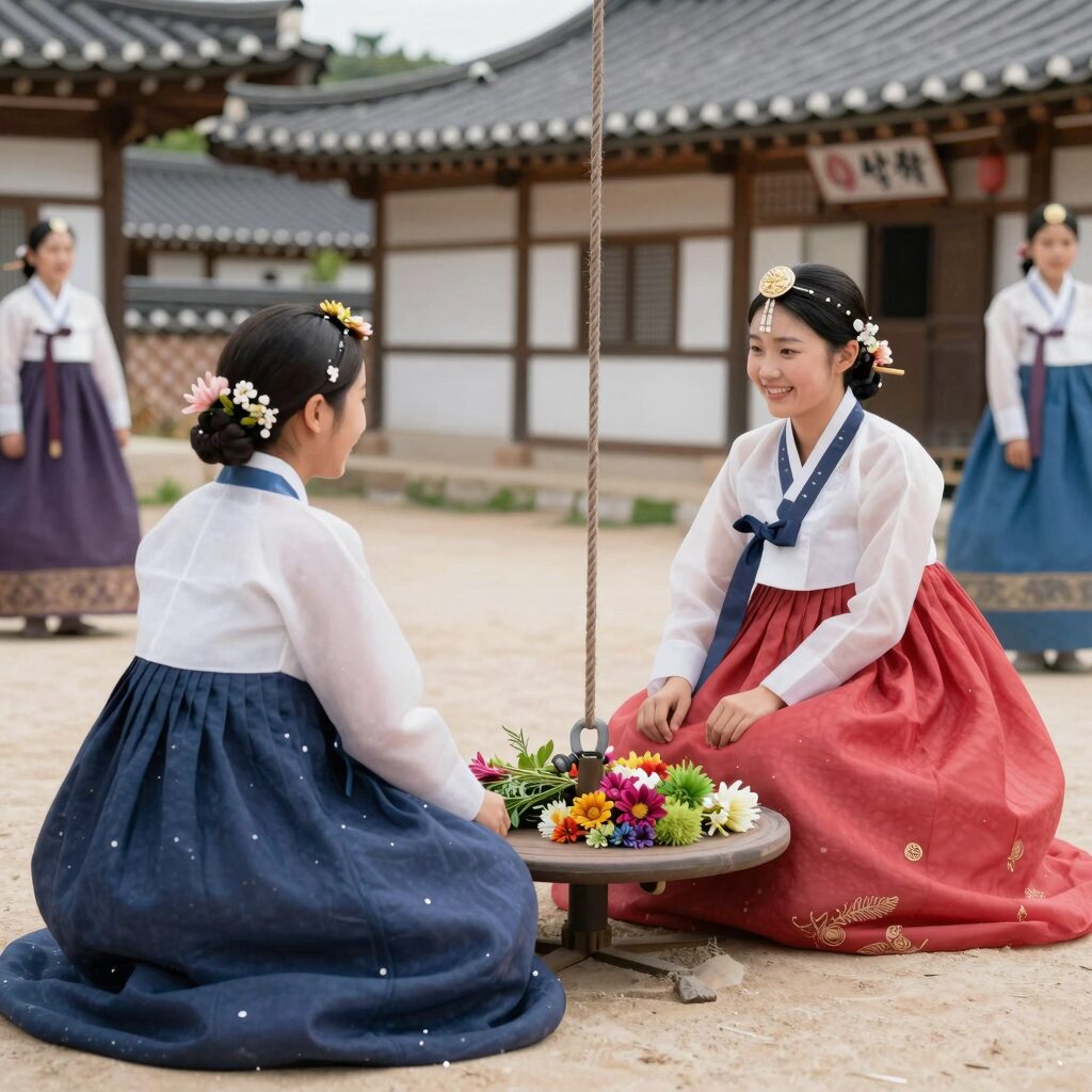 단오날 그네뛰기와 창포물 머리감기 전통 풍습