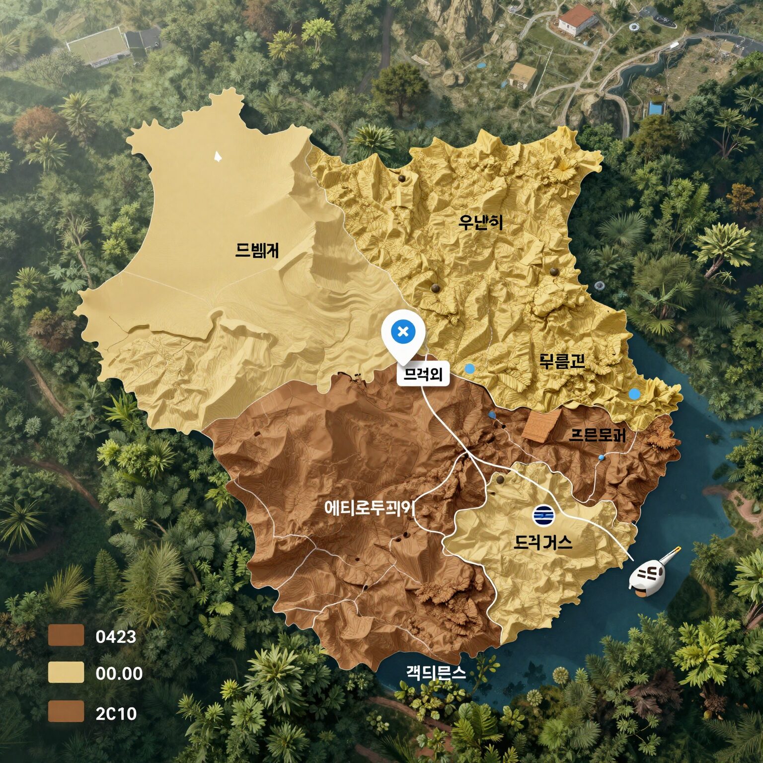에티오피아 커피 생산 지역을 표시한 지도, 주요 산지와 도시를 아이콘으로 표시