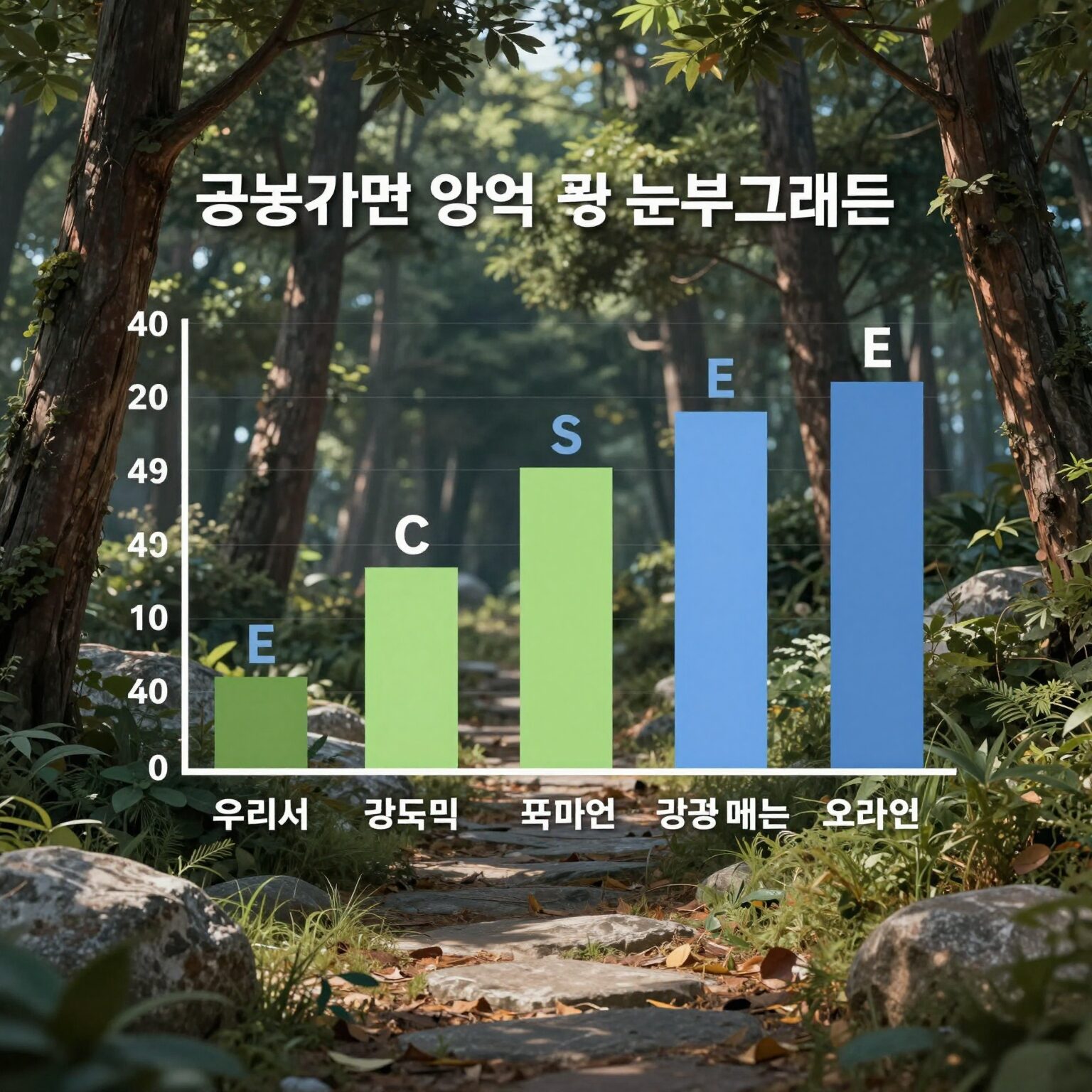 2024년 공공기관 경영평가 등급 분포 그래프 S부터 E까지 비율 표시