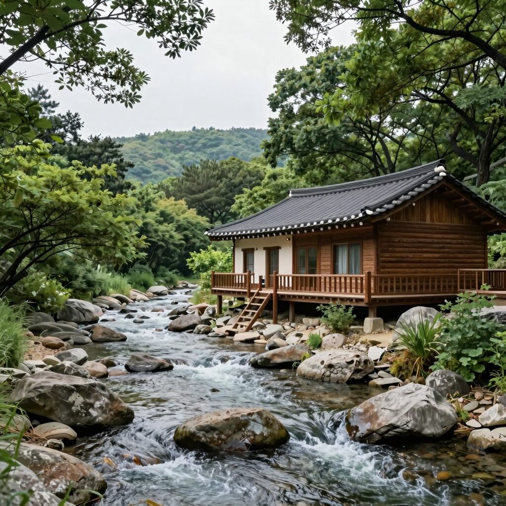 가평 계곡 펜션 전경 사진 여름 휴가 물놀이 숙소