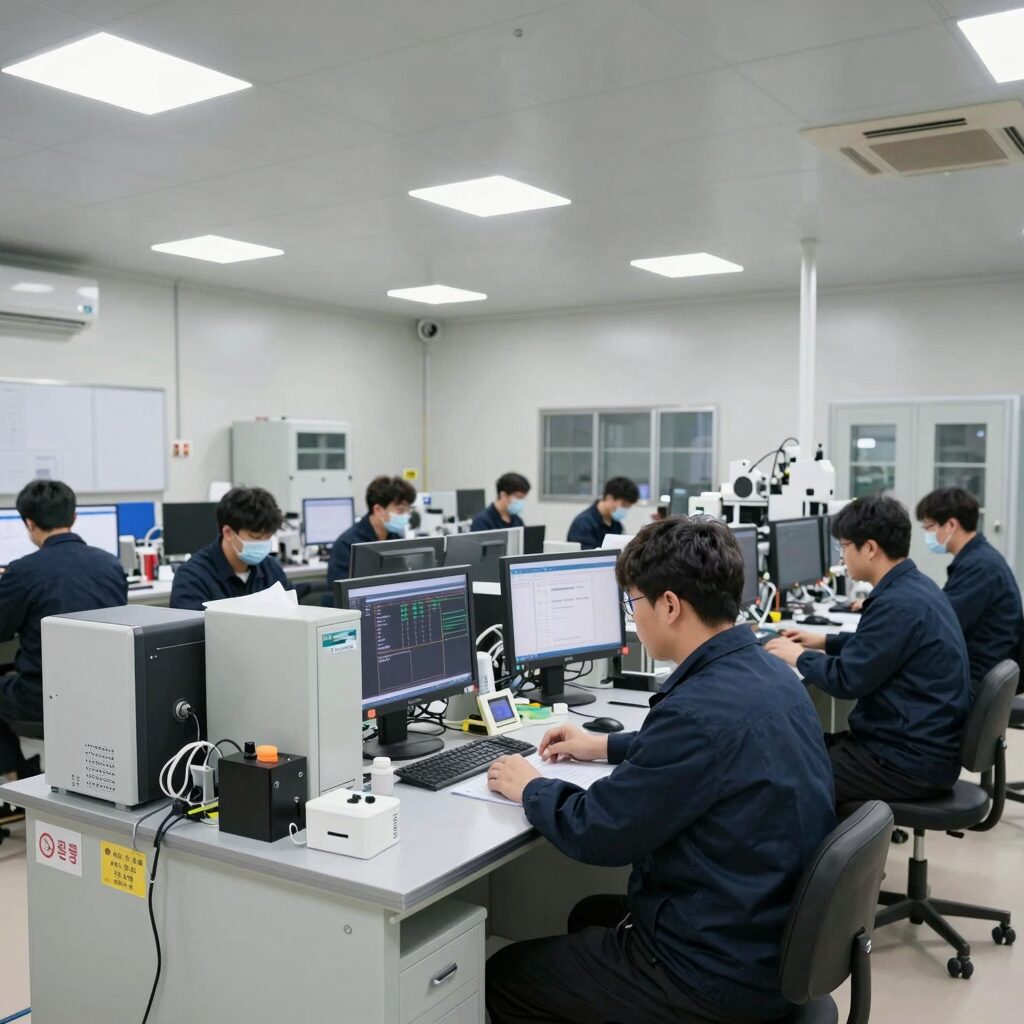 호남 반도체 공장 내부 최첨단 장비가 설치된 클린룸 전경