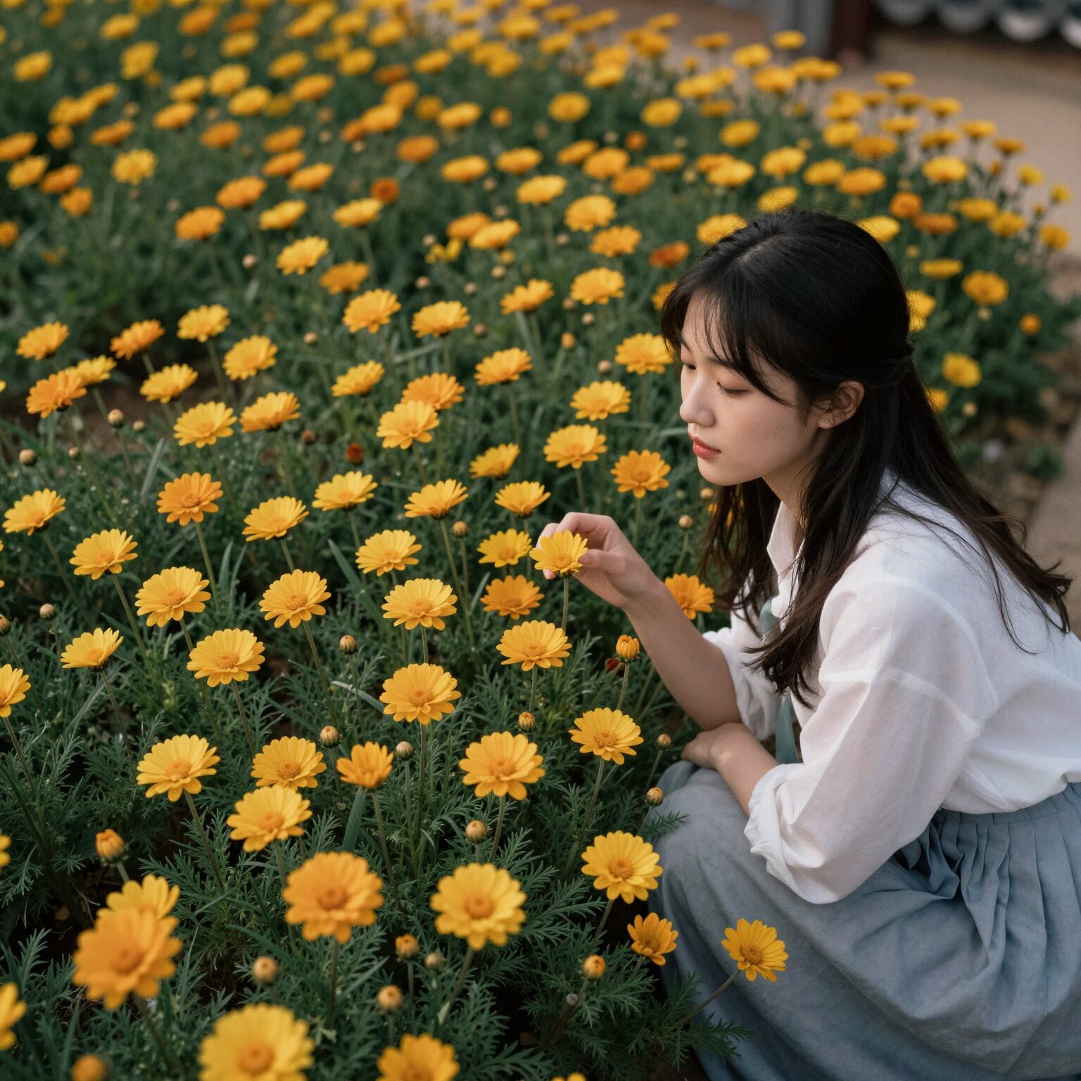 인디안 국화 꽃이 활짝 핀 모습