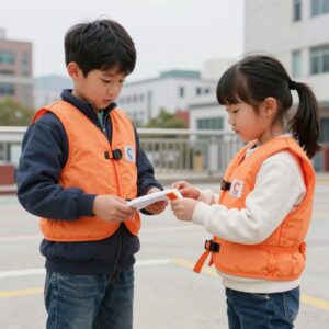 유아 구명조끼 안전 기준과 사이즈 확인 장면