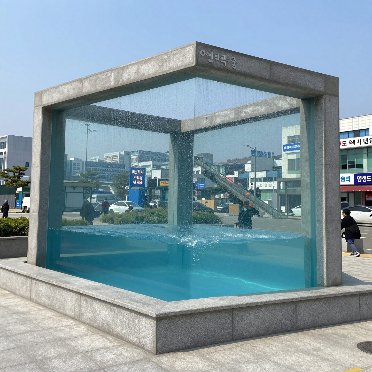인텍스 프리즘 프레임 풀장 설치 완료 사진 4.88m 대형 사이즈에 물을 채운 모습