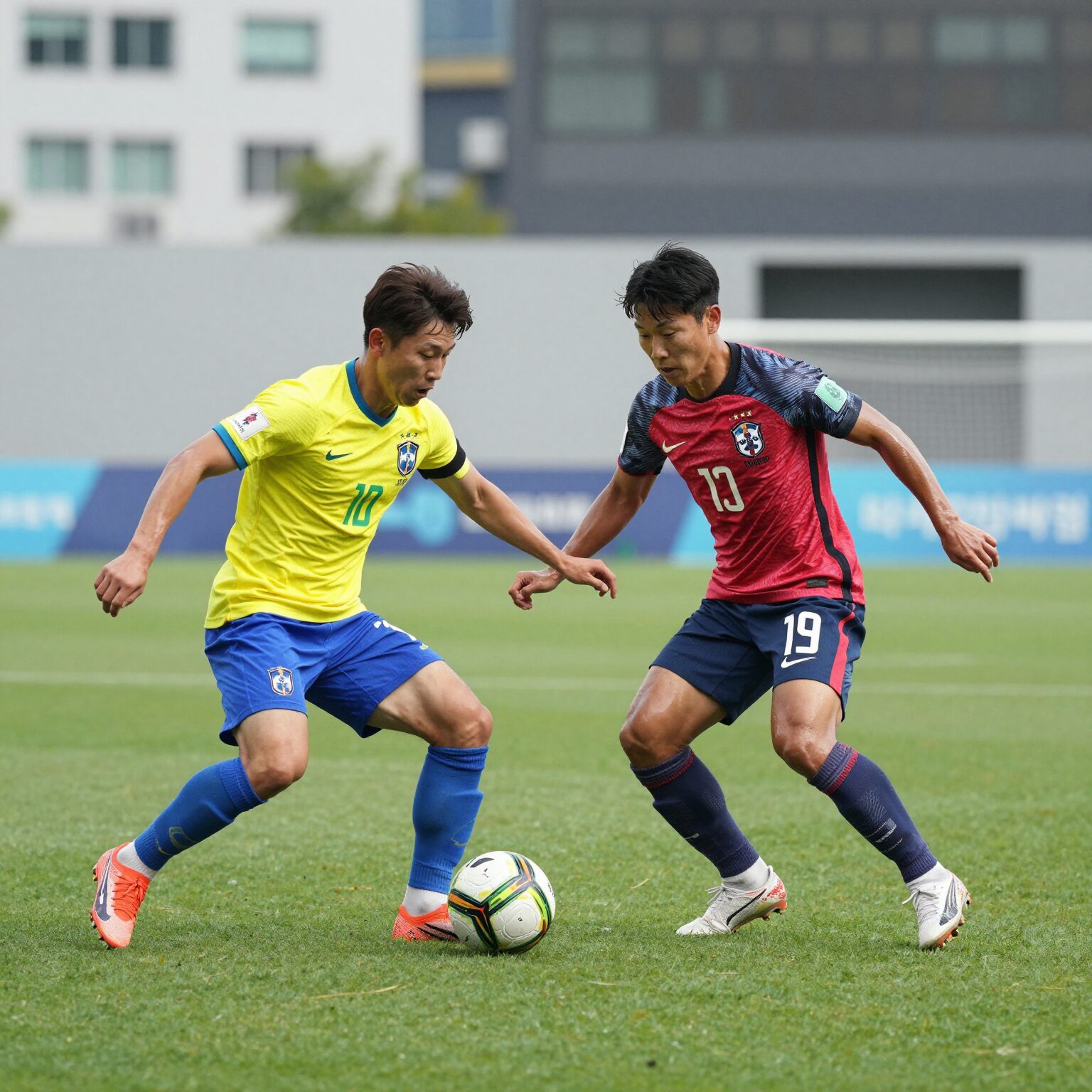 일본과 브라질 축구 월드컵 경기 장면 비니시우스와 일본 수비수 대결