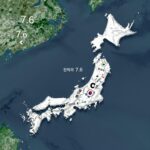 2025년 12월 일본 아오모리 해역 규모 7.6 지진 진앙 위치와 영향권 표시된 지도