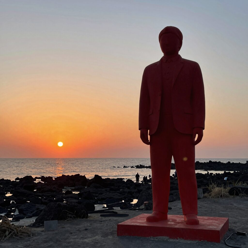 제주 이호테우 해변 일몰 풍경, 빨간 말과 노을