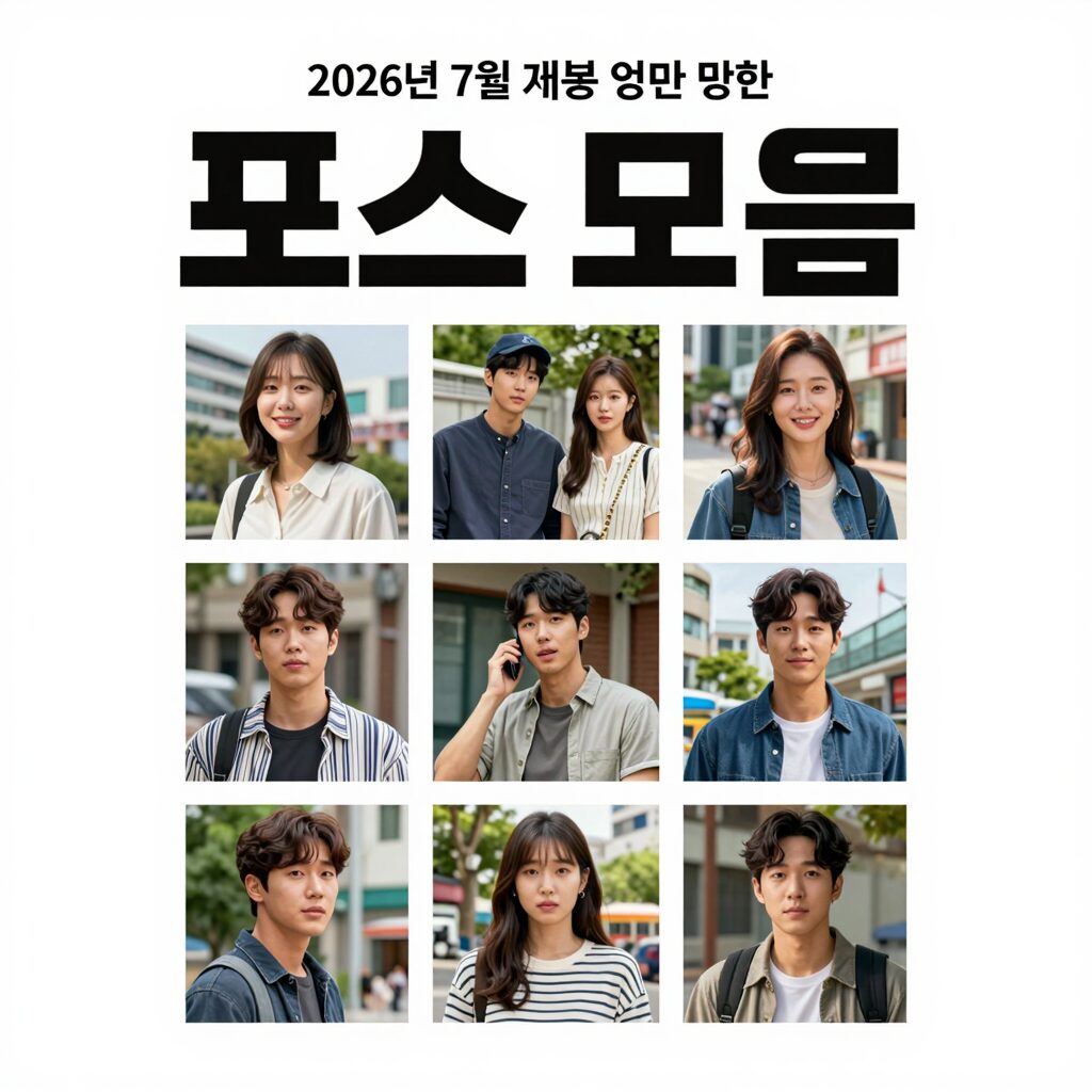 2026년 7월 개봉 영화 포스터 모음, 다양한 장르의 영화들이 한눈에 보이는 콜라주 이미지