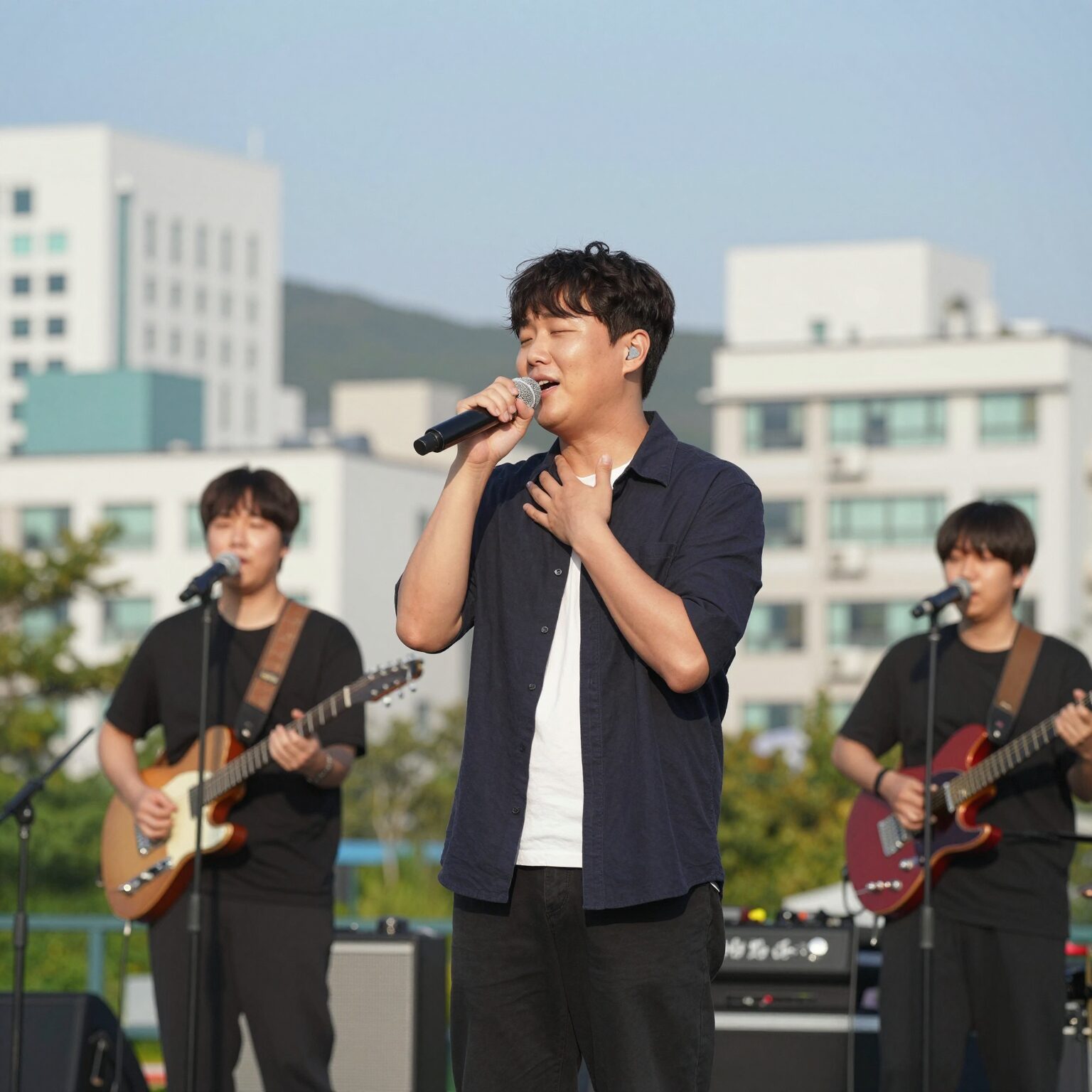 김기태 싱어게인2 우승 무대에서 감동적인 노래를 부르는 모습