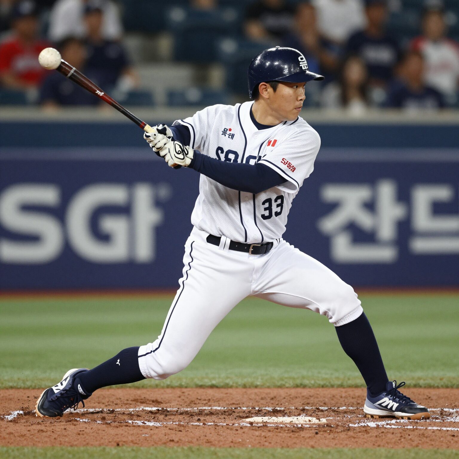 롯데 자이언츠 김동혁이 SSG전에서 타격 중인 모습