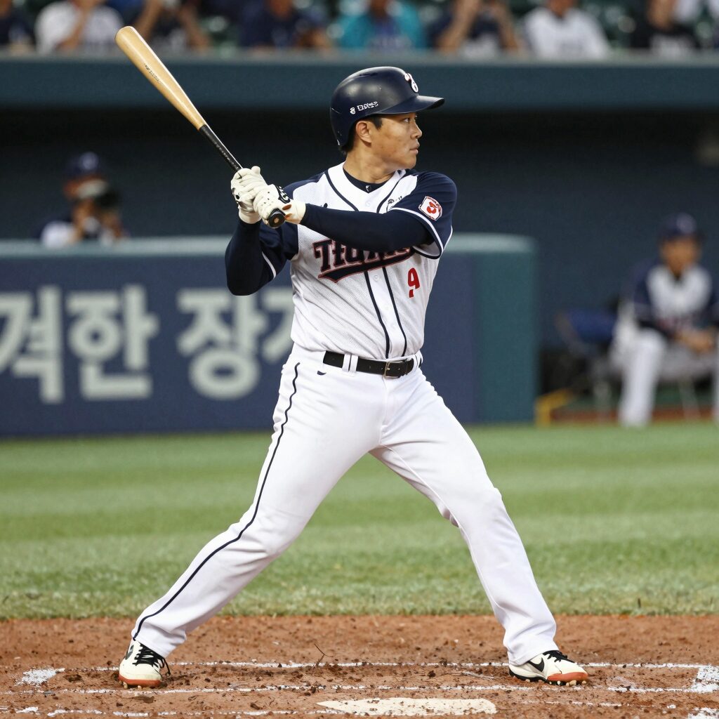 키움 히어로즈 케스턴 히우라가 6월 7일 두산전에서 결승 적시타를 날리고 있다. 왼손 타석에서 정확한 타격을 선보이며 KBO 첫 안타와 타점을 기록했다.