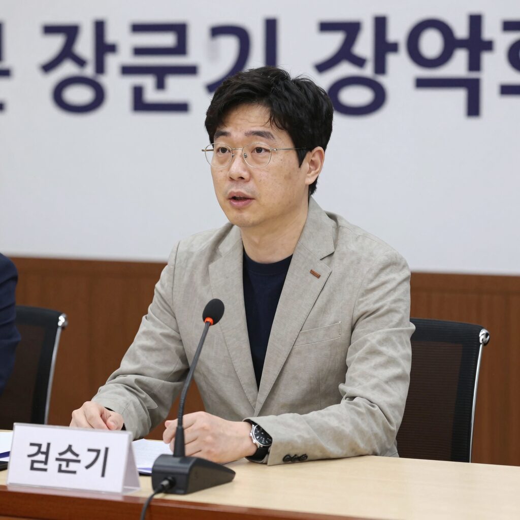 경남교육감 권순기 당선인이 공약 발표 기자회견에서 발언하고 있는 모습