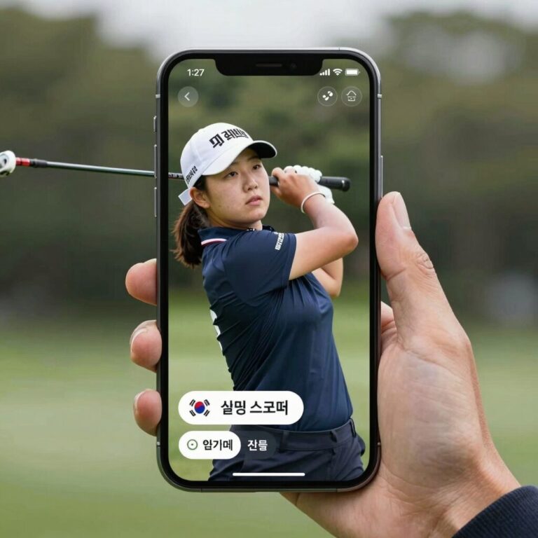 LPGA 실시간 스코어를 확인하는 스마트폰 화면