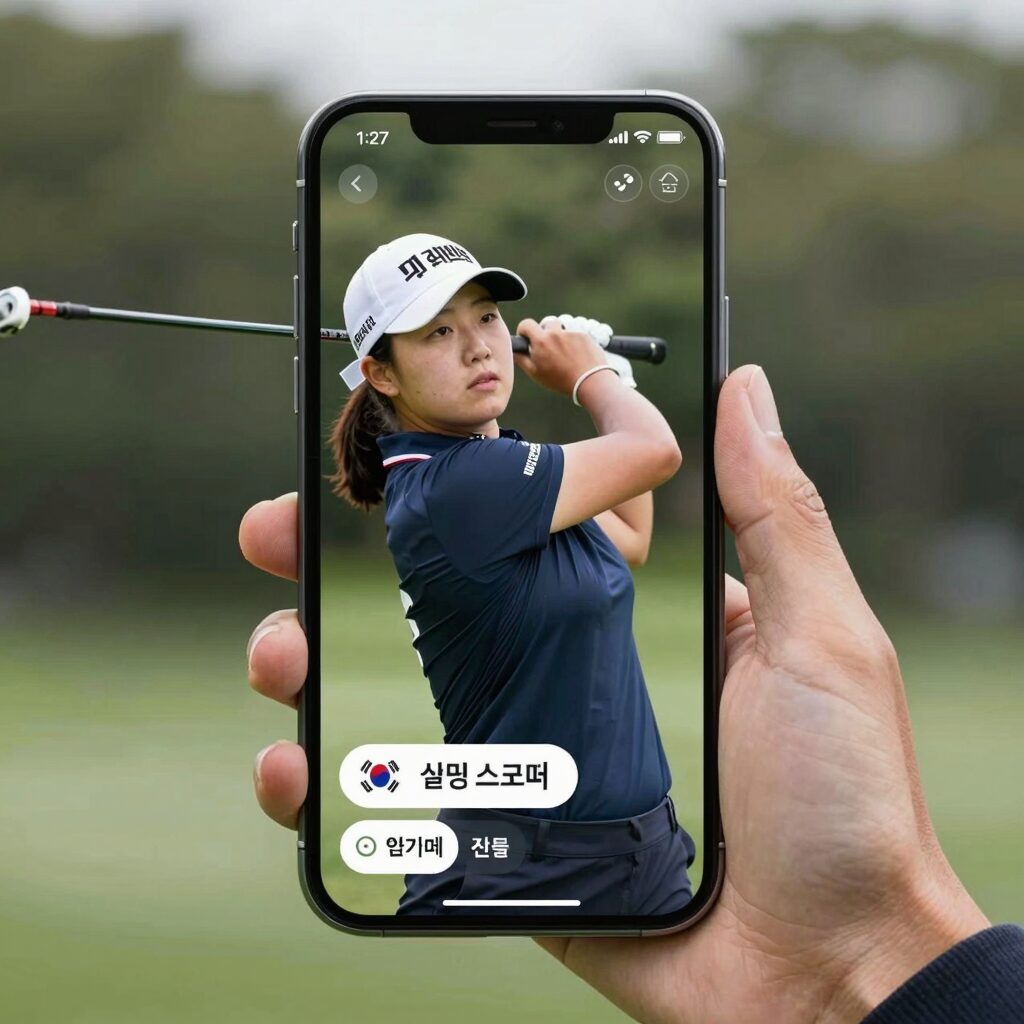 LPGA 실시간 스코어를 확인하는 스마트폰 화면