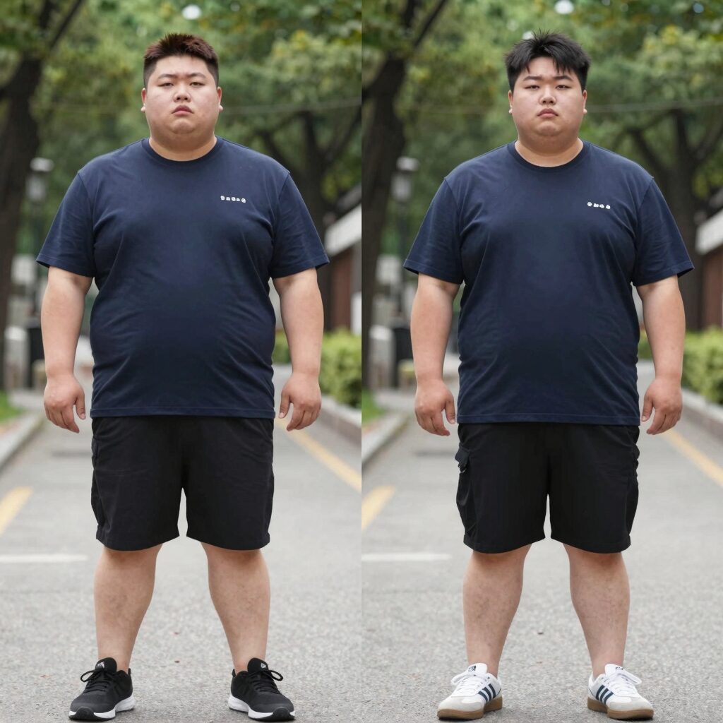 빅사이즈 남성 쿨토시와 일반 사이즈 비교 사진