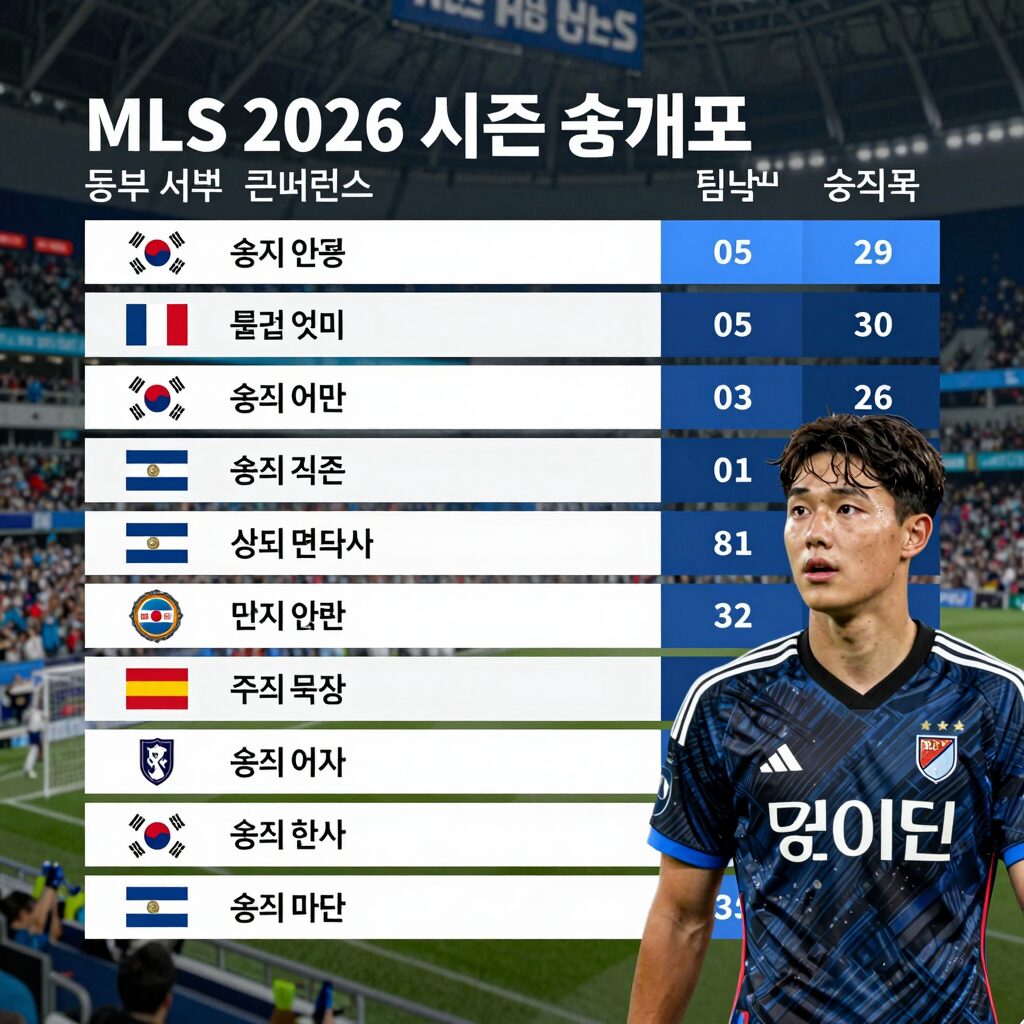 MLS 2026 시즌 순위표 동부 서부 컨퍼런스 팀별 승점 현황