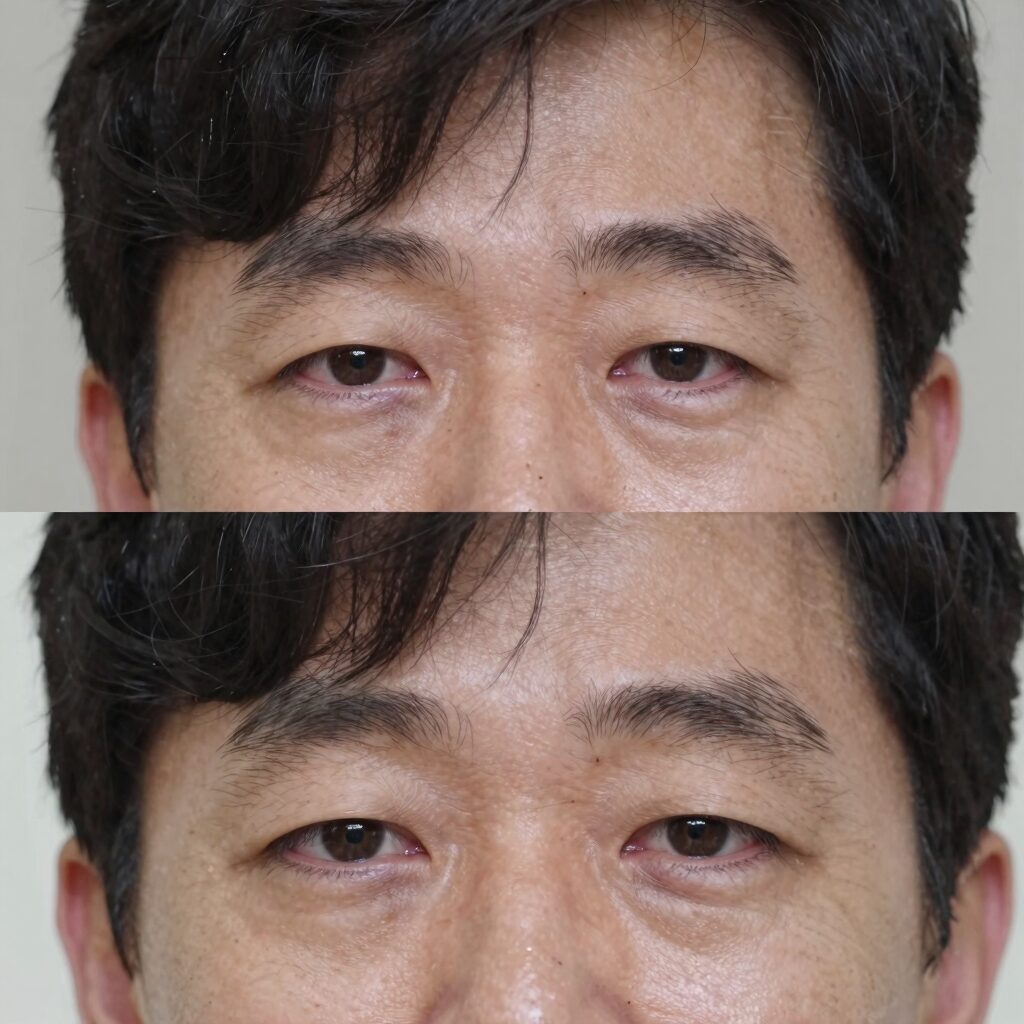 문재인 전 대통령의 상안검 수술 전후 비교 모습. 눈 위꺼풀 처짐이 개선되고 눈매가 또렷해진 사진