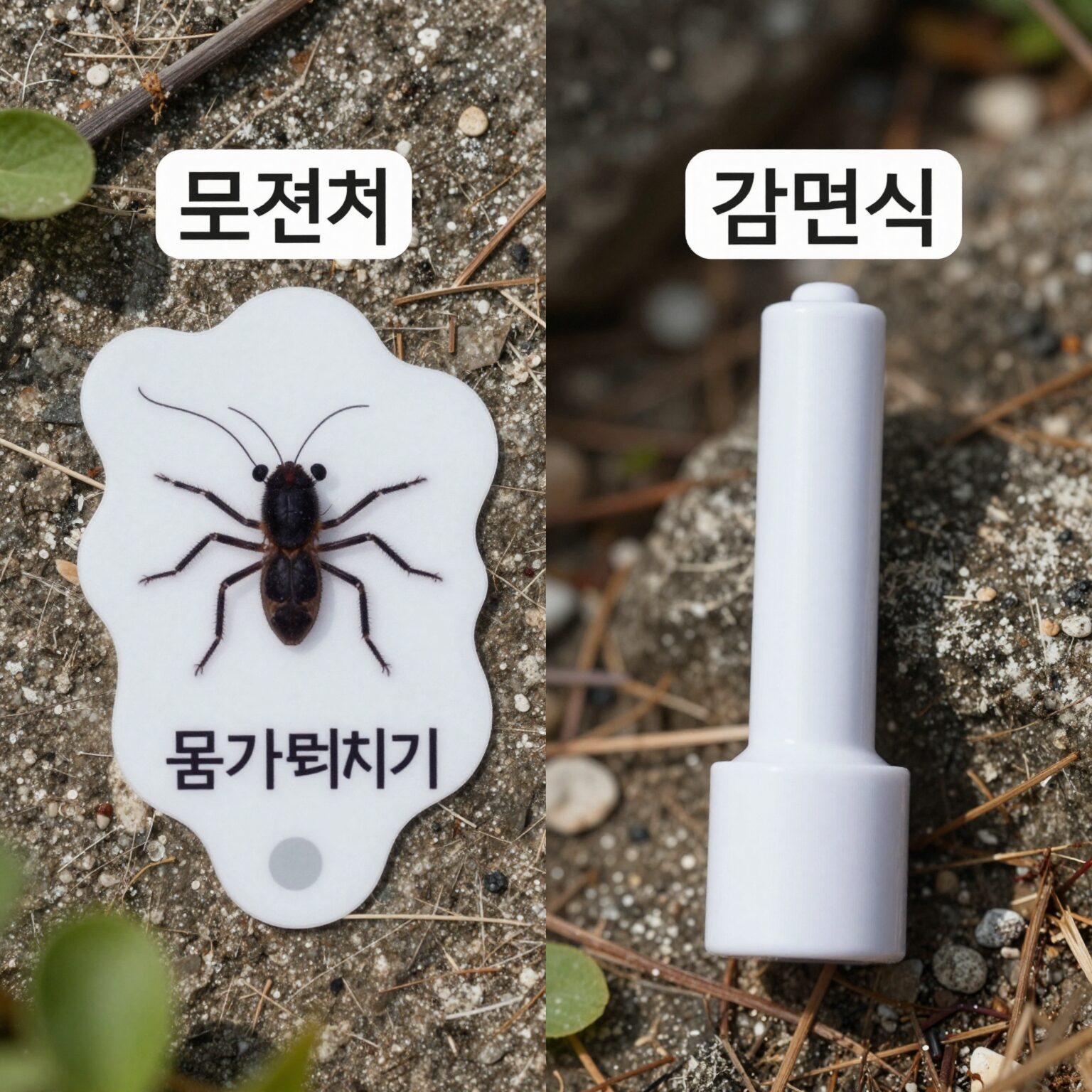 모기퇴치 스티커와 감전식 모기퇴치기 비교 사진
