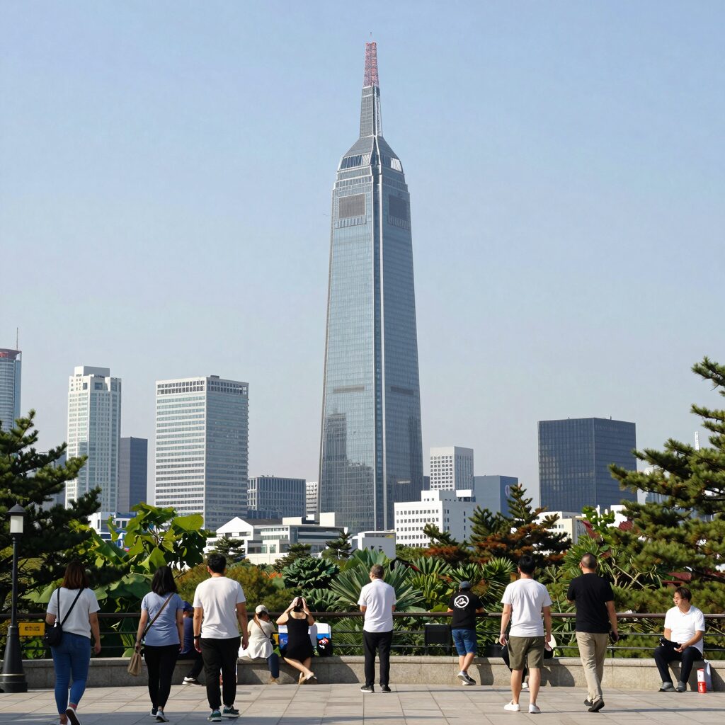 남산 한국숲정원 남산마루 전망대에서 바라본 서울 도심과 롯데월드타워全景