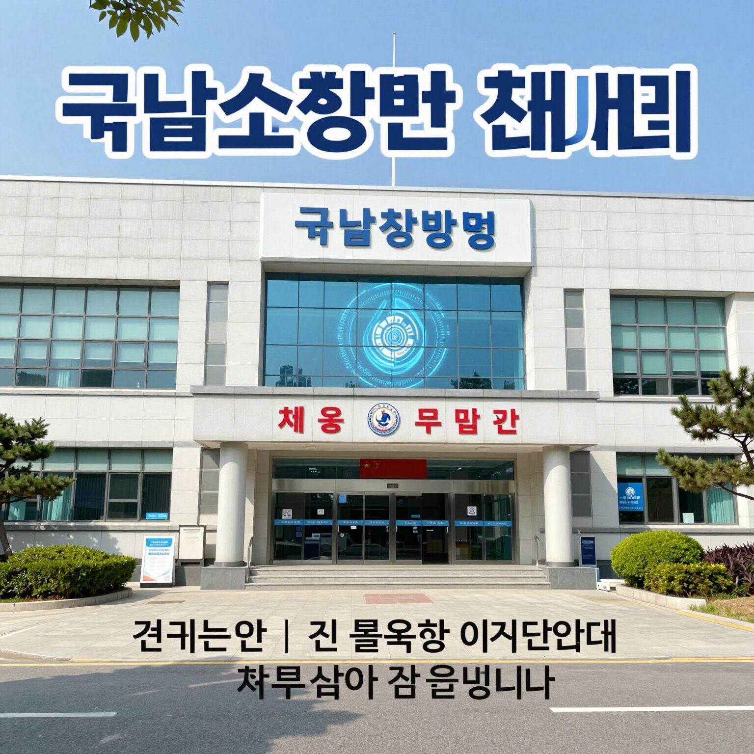 국립소방병원 건물 전경과 채용 안내 포스터